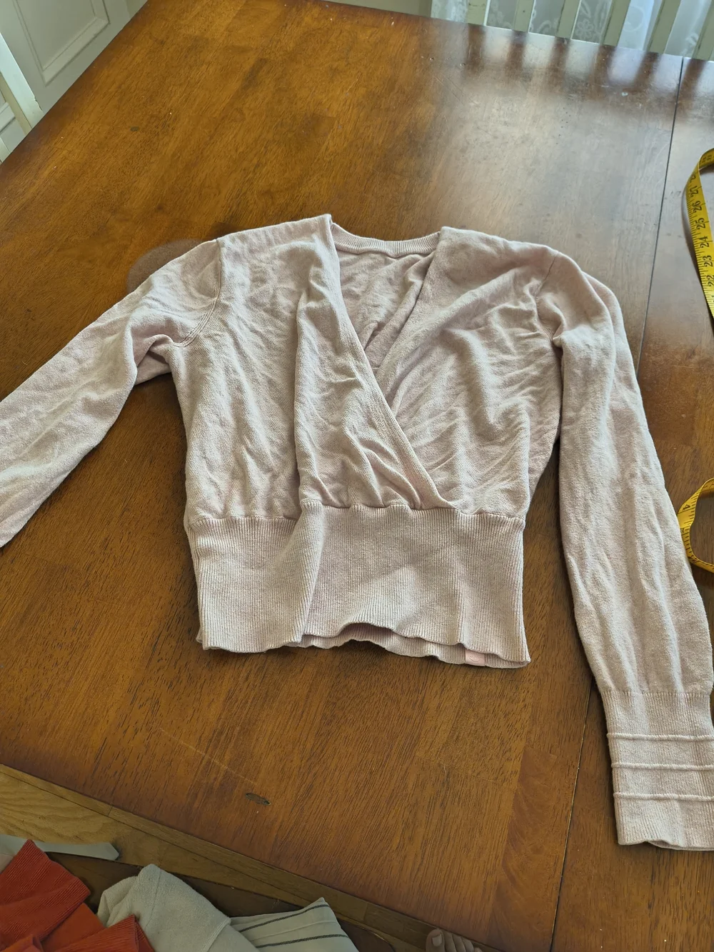Lululemon Neutral Pink Ribbed Sweater with Embossed Logo Tag